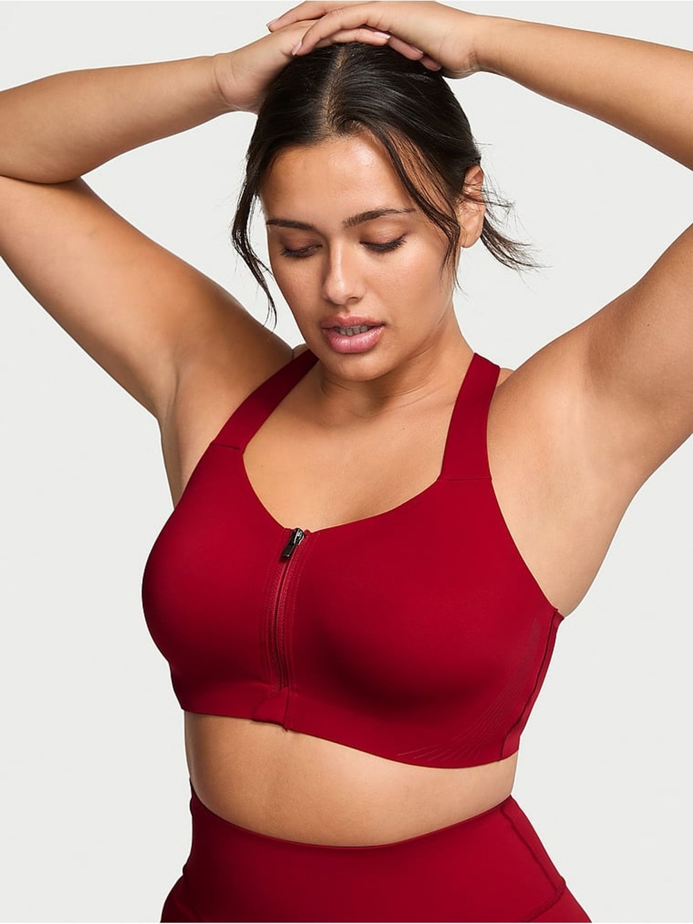 Victoria's Secret Front-Zip Sports Bra 36D Red